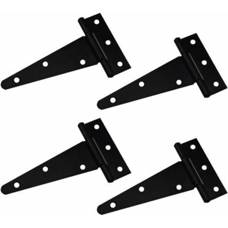 Charnière en T Charnière Triangulaire Charnière en T robuste Triangle galvanisé 4 pouces Noir Peut être utilisé pour accrocher des portes d'armoires portes de jardin boîtes en bois 4 pièces