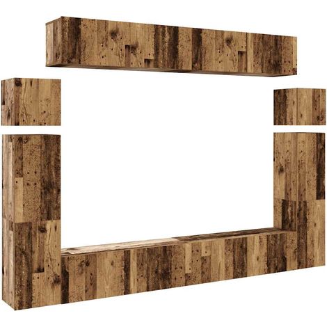 Maison Exclusive - 8-tlg. TV-Schrank-Set Wandmontage Altholz-Opti