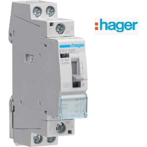 Hager – Contacteur à clé 25A – Tension 230V – Courant 25A – Curseur pour commutation manuelle – ERC225