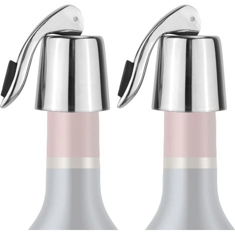 Confezione di tappi per bottiglie di vino, tappi per champagne in acciaio inox con guarnizione in silicone, contenitore sottovuoto per vino a prova di perdite - Crezuo