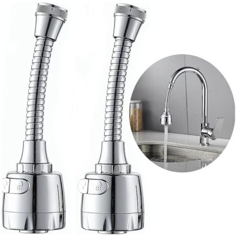 BUNTHAUS 2 Pcs Adaptateur de Robinet Rotatif à 360°Economie D'Eau Embout De Filtre Robinet Buse Filtre Adaptateur Réglable Douche Tête Filtre Pulvérisateur Tête de Robinet de Cuisine à économie d'eau (1/5)