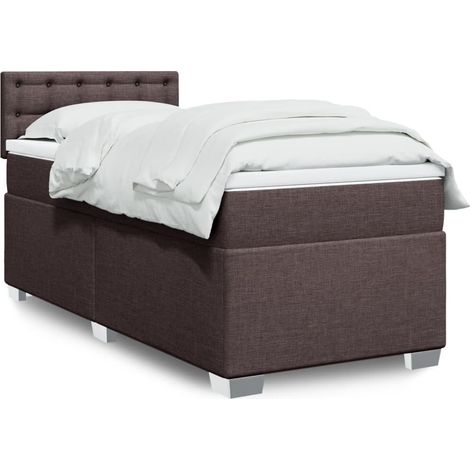 Boxspringbett mit Matratze Dunkelbraun 80x200 cm Stoff