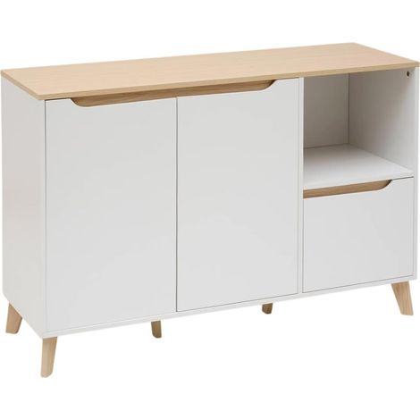 Buffet 2 Portes & 1 Tiroir "Luma" 120cm Blanc (1/5)