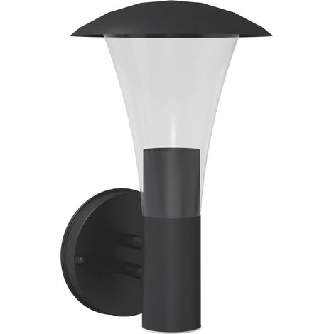 Applique murale d'extérieur design moderne 17,5 x 17,5 x 28 cm résiste aux intempéries en acier inoxydable noir