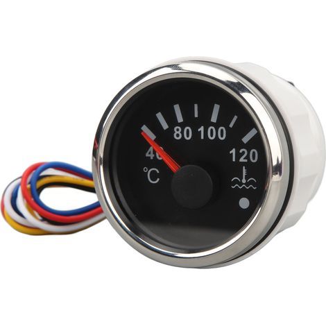 Pointer Water Temperature Gauge, 52MM High Precision DC 9 TO 32V Stable Robust Water Temperature Gauge with Backlight for Yachts Campers (Black Dial).