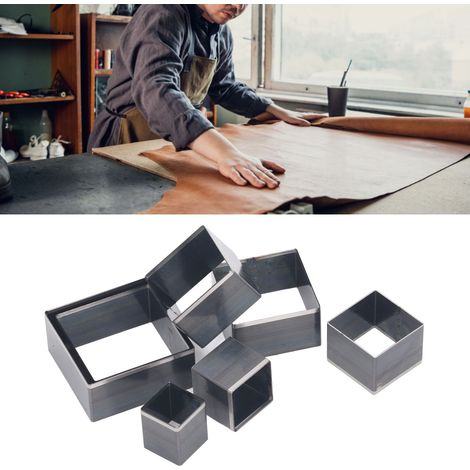 Ensemble de 7 matrices de découpe carrées pour cuir, matrices de découpe pour cuir à poinçonner à la main (1/5)