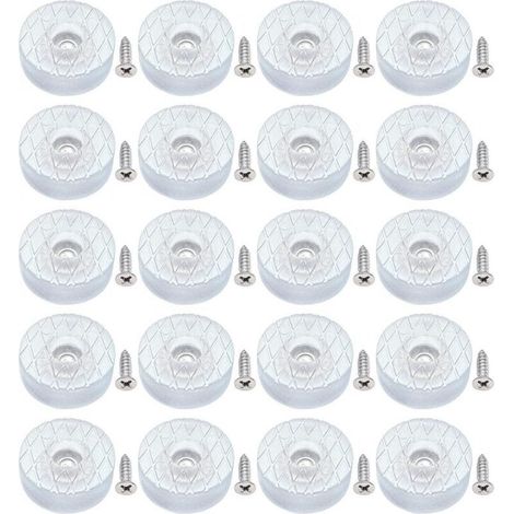 20 grands patins de protection de sol en silicone de 30 mm, silencieux et antidérapants, avec vis, pour pieds de canapé, table et bureau. Patins de sol ronds en caoutchouc à visser. (1/4)