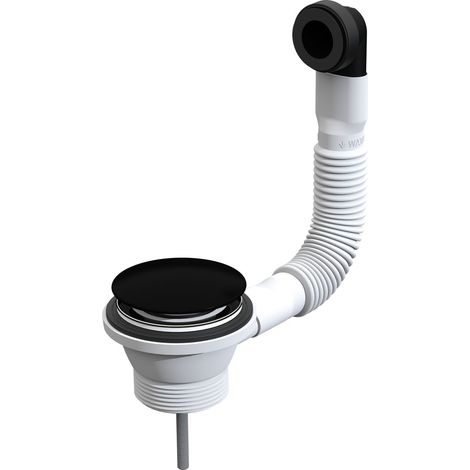 Bonde de vidange clic-clac pour lavabo de salle de bain avec trop-plein en noir mat L.B. Plast SLI232-N  Noir mat (1/2)