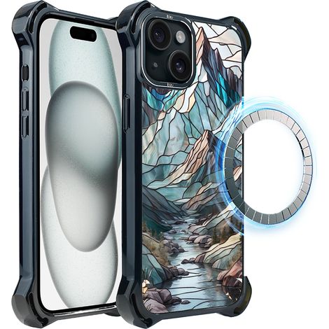 Custodia ibizu DropGuard Ultra per iPhone 15 con MagSafe, colori in vetro, Mountain Stream (1/5)