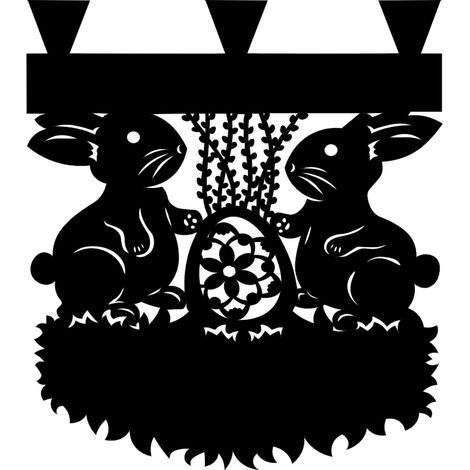 Dekorativer, durchbrochener Küchenvorhang mit Osterhasenmotiv, 30 x 35 cm