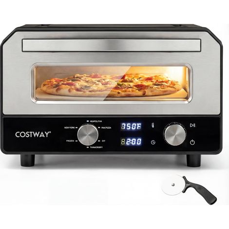 Elektrischer Pizzaofen für den Innenbereich, 30 cm, 6 Programme, Schwarz