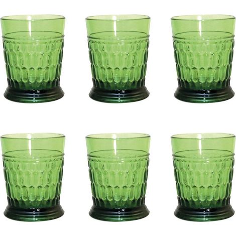 Lot de 6 Verres à Eau en Acrylique Vert Gobelets pour la Table 9,2 x 9,2 x 11,2 cm - PANGIVO (1/5)