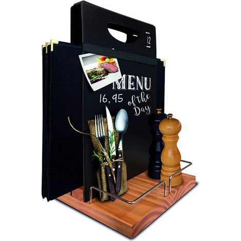 Chevalet de table incluant place de rangement pour carte menus, tasse ou autres - Livré avec 1 feutre-craie gratuit - Securit (1/5)
