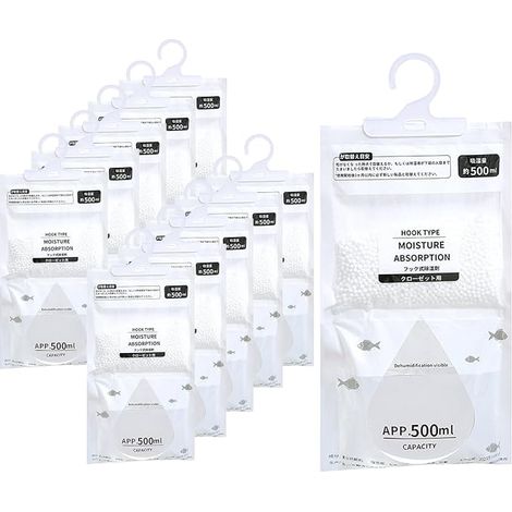 Dehumidification Bags, Wardrobe Dehumidifying Bags, Moisture Absorber Closet, Suitable for Moisture Problems in Bedrooms and Bathrooms (White) (1/5)