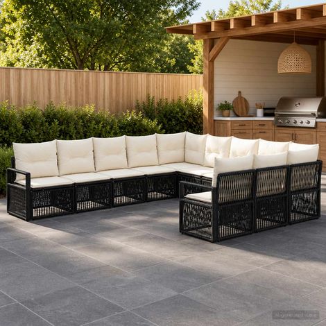 Set Divano da Giardino 11 pcs Nero polyrattan vidaXL (1/5)