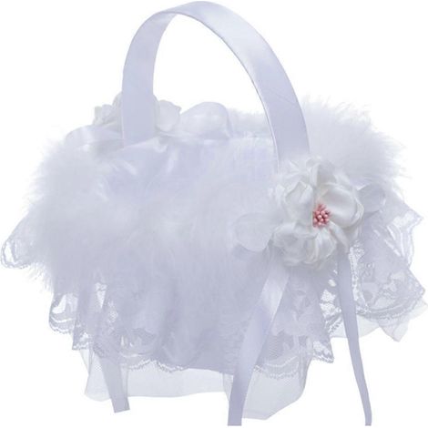Panier de mariage pour demoiselle d'honneur, corbeille de rangement avec anse, romantique et doux - 1 (1/4)