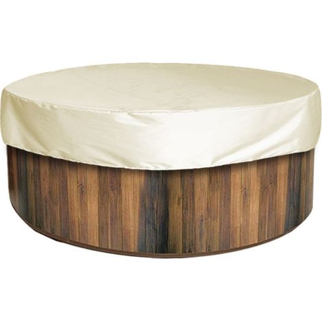 Couverture ronde pour spa, ourlet ajustable, imperméable et résistante aux intempéries, pour spas de 200 x 30 cm (78,7 x 11,8 pouces), beige (1/5)