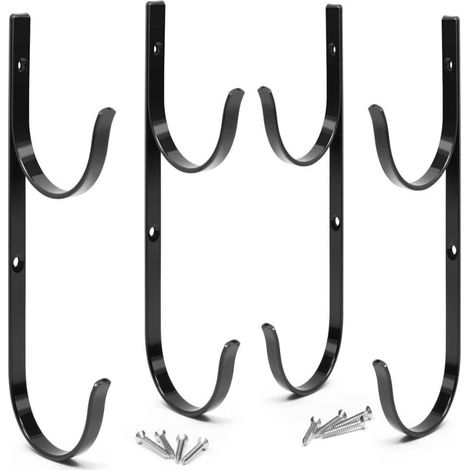 Crochet de clôture piscine – fixation télescopique en alliage d'aluminium Supports crochets pour Crochets poteaux télescopiques, râteaux à feuilles, - 4 packs black (1/5)