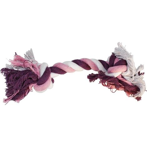 Jouet en corde pour chiens 2 nœuds rose/violet 30 cm