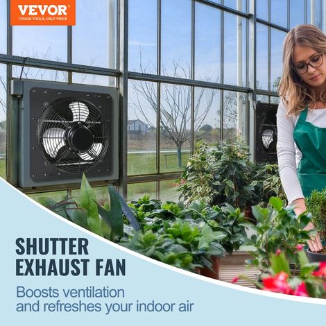 Ventilateur d'extraction à volets, 35,6 cm avec contrôleur de température et d'humidité, extracteur d'air de grenier mural réglable… (1/5)