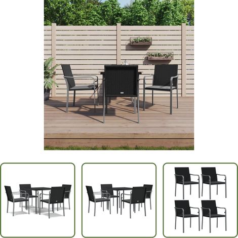 vidaXL Terrassenmöbel - 5-tlg. Garten-Essgruppe mit Kissen Poly Rattan und Stahl (1/5)