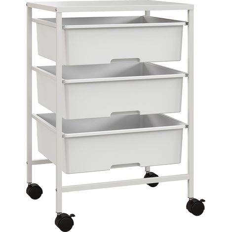 Carrito con ruedas carro de almacenaje 40.8 x 33.5 x 60.5 cm 3 niveles ruedas con freno diseño elegante de acero blanco 210005847 (1/5)