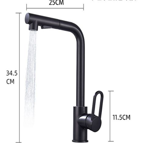 Robinet de cuisine rotatif à 360 ° Robinet de cuisine en laiton Robinet d'évier de salle de bain de style noir (1/3)