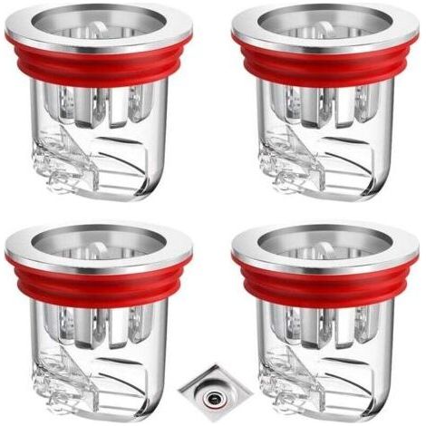 4 Pièces Clapet Anti Odeur, Transparent Anti-Odeur Drain de Sol Douche pour Machine à Laver, Trous de Drainage, Salles de Bains et Cuisines (1/5)