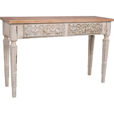 Recibidor de madera blanco de 2 cajones 120x40x78 cm (1/5)