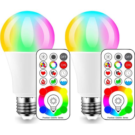 LED Ampoules de couleur 2PCS, équivalente 70W, Edison Changement de Couleur Ampoule RGB+Blanc Dimmable - 120 Choix de Couleur - 10W E27 RGBW - 2 Modes Dynamiques - Télécommande Compris [Classe énergét (1/5)