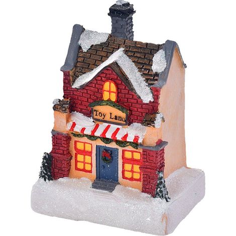Maison De Village De Noël - Maison En Résine Avec Éclairage Led - Décoration De Table Ou Étagère Pour Intérieur - 1 Pièce (1/5)