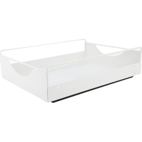 Étagère coulissante pour placard, acier au carbone, glisse silencieuse, tiroir de rangement pour salle de bain et dressing, blanc, L 302x401x115mm (1/5)