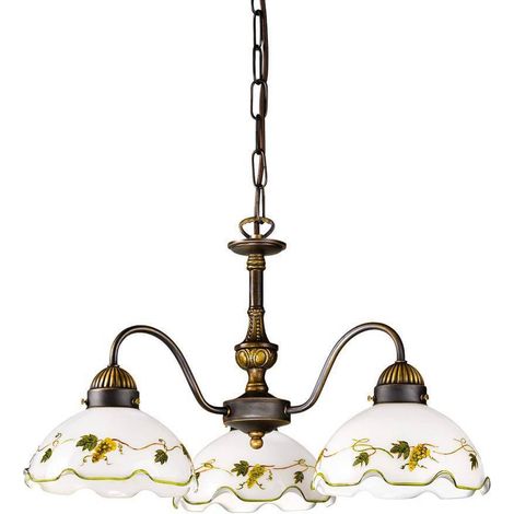 Kolarz NONNA - Cottage Style Glas 3 Arm Kronleuchter Matt Antik Messing, 3x E27 (1/4)