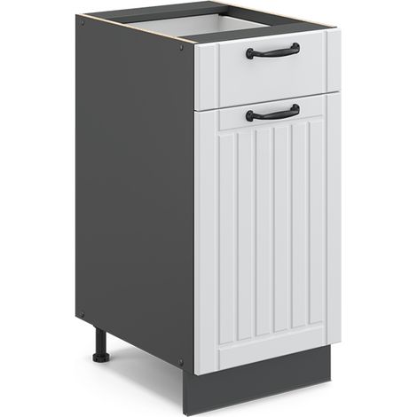 Küchenschränke  Fame-Line, Weiß Landhaus, 40 cm ohne Arbeitsplatte, Vicco