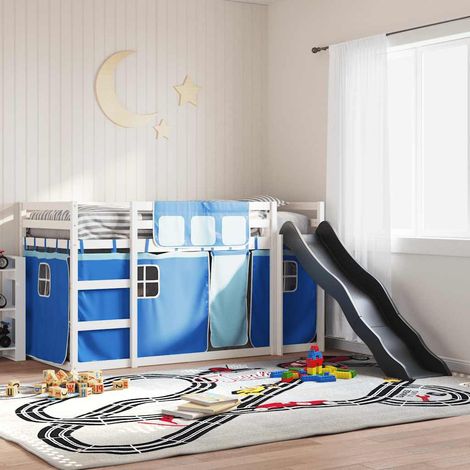vidaXL Lit superposé sans matelas avec toboggan et rideaux 90x200 cm (1/5)