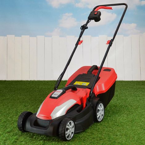 Tondeuse électrique 1400W – Largeur de coupe 34 cm – Hauteur de coupe réglable 25-65 mm – Capacité bac 35L – Pour surfaces jusqu'à 600 m2 – Hecht (1/5)