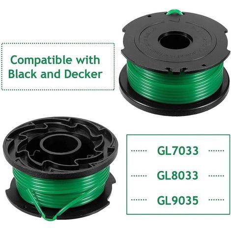 Lot de 6 bobines de fil vert pour débroussailleuse Black & Decker GL7033 GL8033 GL9035 A6482 (1/3)
