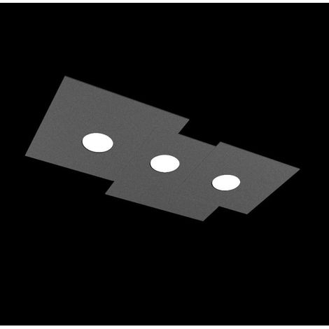Plafonnier rectangulaire Toplight 3 lumières Plate avec culot GX53, structure anthracite, design moderne 65x37x3cm