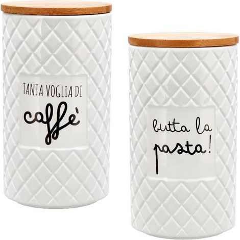 1 Pezzo Barattolo da Cucina in Ceramica con Tappo in Legno 2 Decori (1/3)