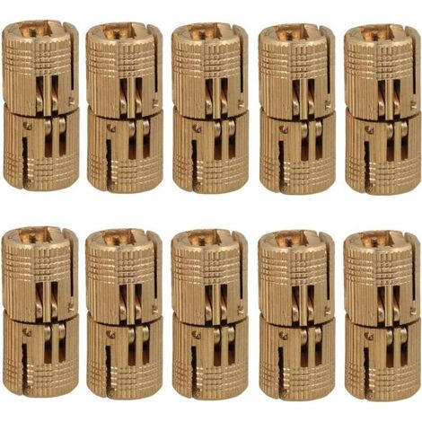 10 Pcs Charnières Cylindriques en Laiton, Caché Charnière Invisible Tonneau pour DIY Porte en Bois Armoire Caravane, 10 mm (1/4)