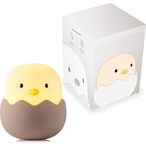 Veilleuse LED pour enfants, veilleuse bébé en forme de coquille d'œuf, rechargeable par USB, en silicone avec commande tactile