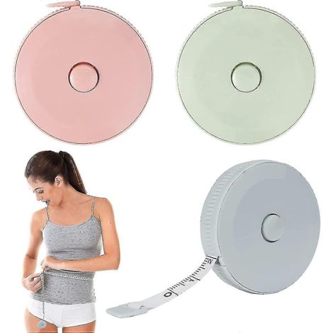 Automatisches 1,5 m Rollmaßband, Kunststoffmaßband, weiches Maßband (blau, rosa, grün) (3 Stück) (1/5)