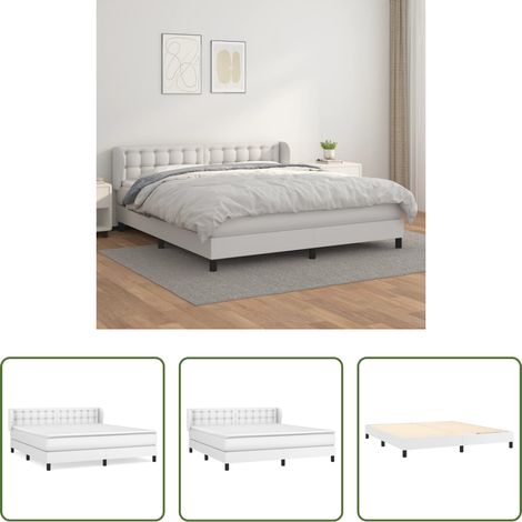 Sommeil réparateur - Sommier à lattes de lit avec matelas Blanc 160x200cm Similicuir (1/5)