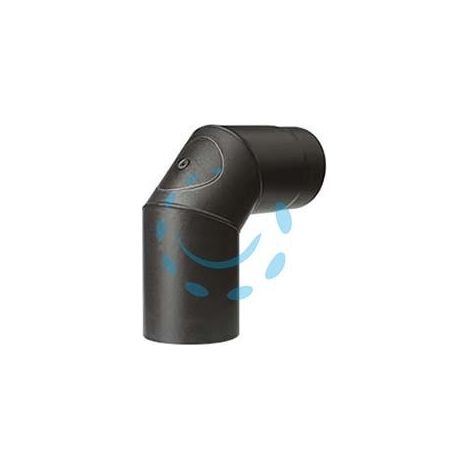 GOMITO 90° PORC. C/ISPEZIONE STUFE A LEGNA NERO OPACO "ALA SMALTO TOP" - ø mm.150