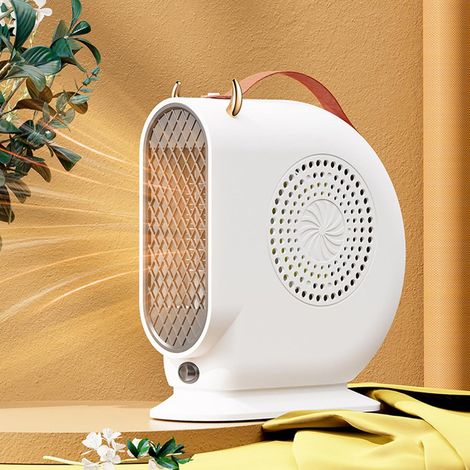 Chauffage de bureau portable avec commande à une touche, protection contre la surchauffe, mini radiateur soufflant silencieux, économe en énergie pour chambre, bureau, salon - Design compact blanc (1/4)