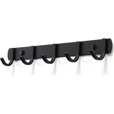 Porte-manteau mural design en acier inoxydable robuste pour chambre et bureau, noir (5 crochets) (1/5)
