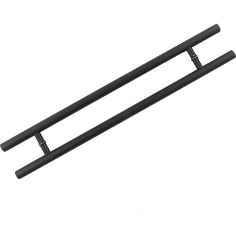 Poignée de porte en verre en acier inoxydable noir, design ergonomique, pour porte intérieure ou extérieure. À tirer ou à pousser pour porte en verre. (1/5)