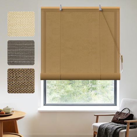 HOMEDEMO Store Enrouleur Bambou, Occultant pour Fenêtre, Protection Intimité, Intérieur Extérieur, Facile à Installer, Store pour Salon, Naturel, 120l x 160L cm (1/5)