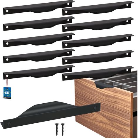 KOTARBAU® Modern Edge Möbelgriffe, Aluminium, Mattschwarz, 160/180 mm, 10er-Set