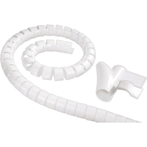 1 Gaine spirale, Plastique blanc, Diamètre 25 mm, Longueur 1,8 m, Organisation câbles